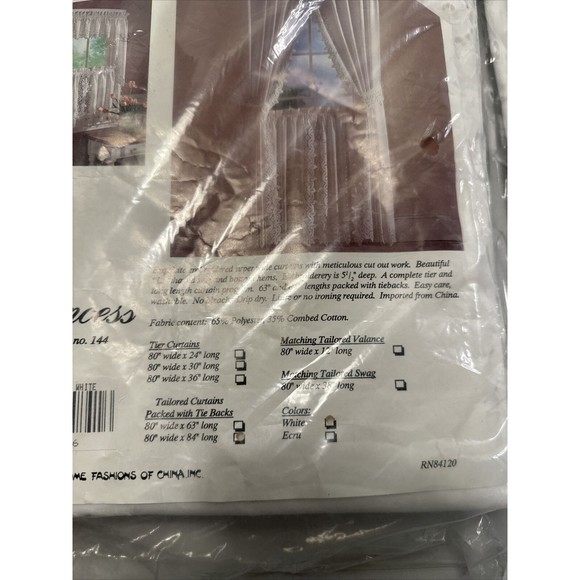 3 New White Lace 1 Tier Curtains 80” Wide 30” Long 2 Tailored Curtains 84” Long - Picture 4 of 6